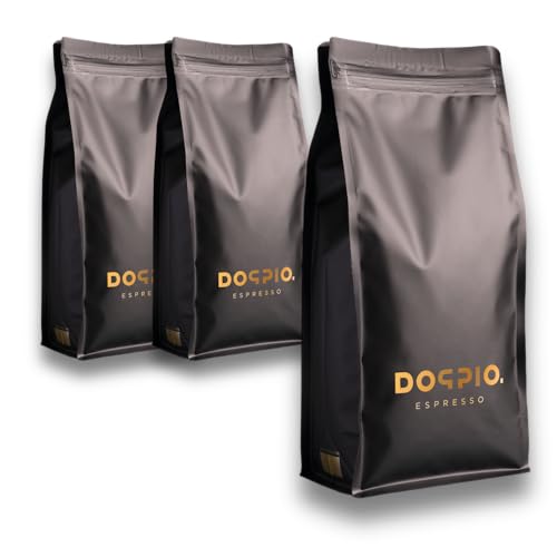 Doppio Espresso Kaffee | Arabica Mischung | Vollautomat geeignet | Ganze Bohnen | Italianroast | Aromen von Schokolade & Haselnuss | Cremig | Espressobohnen | Intensität 4/4 | (Klassisch, 3000g) von DOPPIO