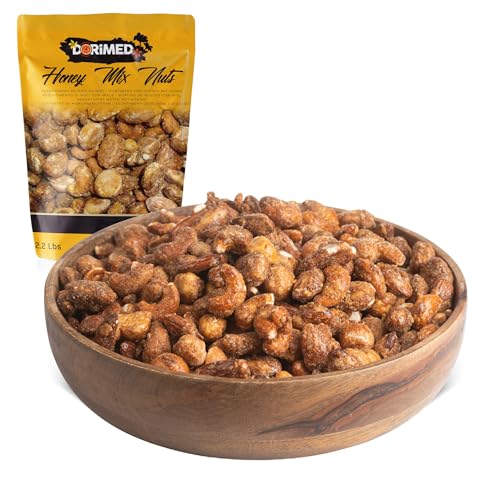 Nuss-Mischung 1 Kg, Nussmix, mit Honig karamellisiert (Cashewnüsse, Mandeln, Macadamianüsse, Pekannüsse) Gemischte Nüsse, karamellisiert mit Honig 1 kg | Verschiedene | Süßer Snack-Mix | Dorimed von DORiMED