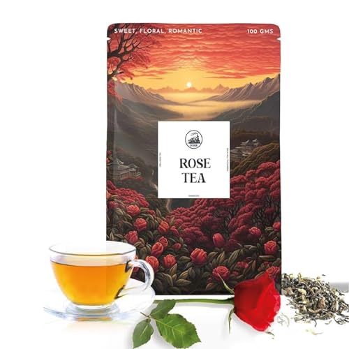 DORJE TEAS Rose Tea with Premium Darjeeling Loose Tea | Promotes Good Sleep, Stress Relief | Improves Immunity | Soothing Tea for Relaxation | For Glowing Skin (Pack of 1, 100 gm) von DORJE TEAS