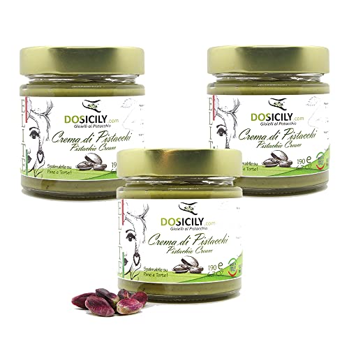 DOSICILY - Trio Of Pistachio Cream ELITE Sicilia Handwerklicher Aufstrich für Süßigkeiten und Rezepte mit Pistazien 3 x 190g von DOSICILY.COM - "Gioielli al pistacchio