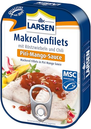 Larsen MSC Makrelenfilets In Piri-Mango-Sauce, 12 x 110g Larsen MSC Makrelenfilets In Piri-Mango-Sauce, 12 x 110g von DOVGAN GmbH