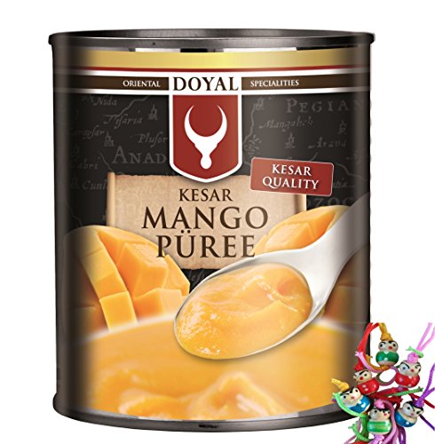 [ 12x 850g ] DOYAL Mango Püree KESAR / pürierte Mango / Kesar Quality / Mangopüree + ein kleines Glückspüppchen - Holzpüppchen von DOYAL