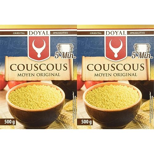 DOYAL Couscous – Luftig lockerer Couscous mit leicht nussigem Geschmack – Typisch nordafrikanische Spezialität – 1 x 500 g (Packung mit 2) von DOYAL