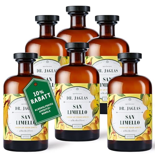 Dr Jaglas San Limello 6er Set - fruchtiger Zitronenlikör Limoncello alkoholfrei mit süßer Honignote - vegan glutenfrei alkoholfreier Aperitif in 500 ml Flasche von DR. JAGLAS