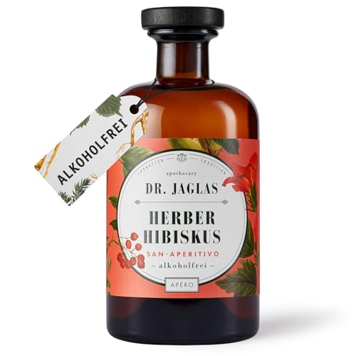 Dr. Jaglas Herber Hibiskus San Aperitivo - alkoholfreier Likör - alkoholfreie Spirituose - Aperitif ohne Alkohol für alkoholfreie Cocktails - herb süßer Longdrink vegan aus Berlin - 500ml Flasche von DR. JAGLAS