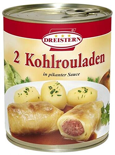 2 Kohlrouladen (Krautwickel) in pikanter Soße 800gr Ringpull-Dose von DREISTERN