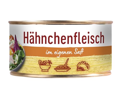 DREISTERN Hähnchenfleisch im eigenen Saft 300g, In recyclebarer Konservendose mit pracktischem Ring Pull, Lange Haltbarkeit dank natürlicher Konservierung, Hausmacher Qualität von DREISTERN