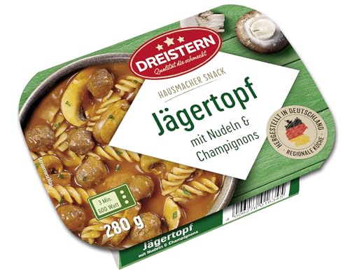 DREISTERN Jägertopf mit Nudeln & Champignons 280g | Hausmacher Snack | Schnell und Einfach zubereitet von DREISTERN