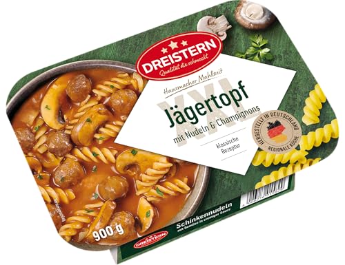 DREISTERN Jägertopf mit Nudeln & Champignons 900g I Herzhaftes Fertiggericht in Mikrowellenschale I Lange Haltbarkeit dank natürlicher Konservierung I Hausmacher Qualität von DREISTERN
