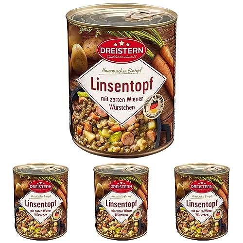 DREISTERN Linseneintopf mit Wiener Würstchen 800g (Packung mit 4) von DREISTERN