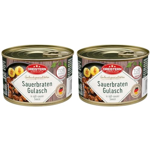 DREISTERN Sauerbraten Gulasch - leckeres Gulasch in der praktischen recycelbaren Konserve, 400 gramm (Packung mit 2) von DREISTERN