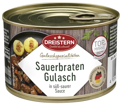 DREISTERN Sauerbraten Gulasch - leckeres Gulasch in der praktischen recycelbaren Konserve, 400 gramm von DREISTERN