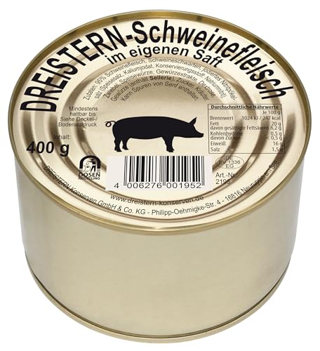 DREISTERN Schweinefleisch im eigenen Saft, 400g (Packung mit 3) von DREISTERN
