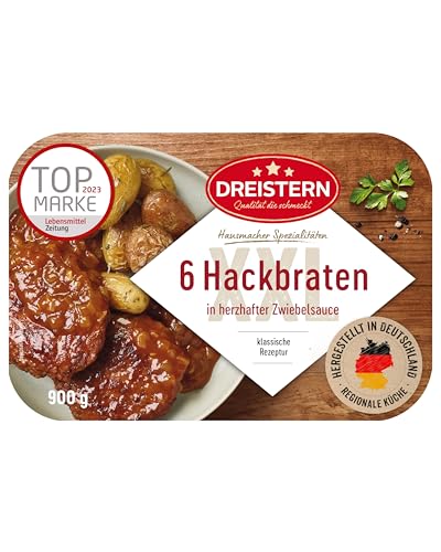 DREISTERN Hackbraten 900g I Mit würziger Zwiebelsauce I Herzhaftes Fertiggericht in Mikrowellenschale I Lange Haltbarkeit dank natürlicher Konservierung I Hausmacher Qualität von DREISTERN