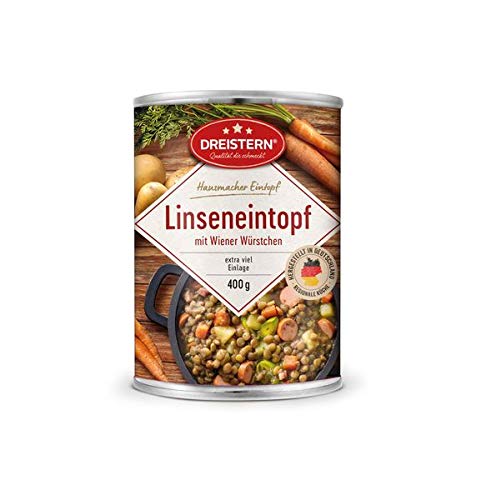 Dreistern Hausmacher Linseneintopf + Wiener Würstchen 4x400gr Dose von DREISTERN