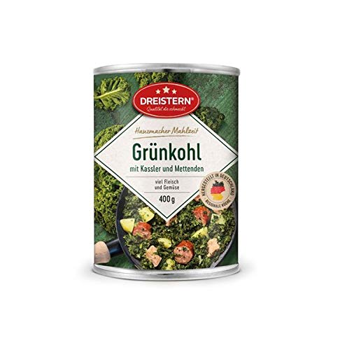 Dreistern Hausmachermahlzeit Grünkohl mit Kassler+Mettwurst 4x400gr Dose von DREISTERN