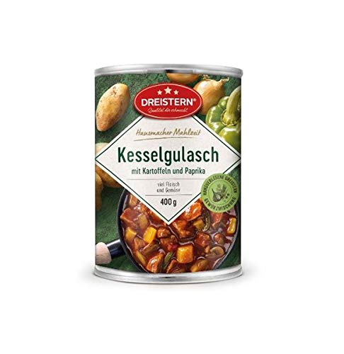 Dreistern Hausmachermahlzeit Kesselgulasch mit Kartoffeln+Paprika 4x400gr Dose von DREISTERN