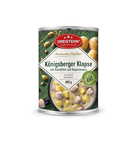 Dreistern Hausmachermahlzeit Königsberger Klopse mit Kartoffeln+Kapernsoße 4 x 400gr Dose Dreistern Hausmachermahlzeit Königsberger Klopse mit Kartoffeln+Kapernsoße 4 x 400gr Dose von DREISTERN