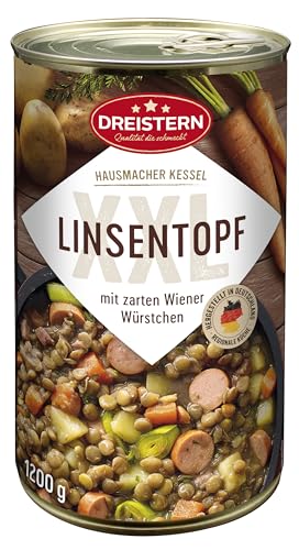 Dreistern Linseneintopf mit Wiener Würstchen 1.200 Gramm | Leckerer Eintopf mit Würstchen in der Familiengröße von DREISTERN