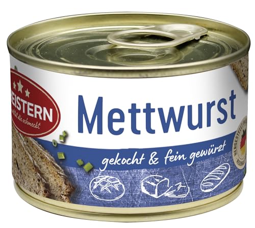 DREISTERN Mettwurst 160g I Mit Speck & Gewürzen I Herzhafte Spezialität in recyclebarer Konservendose I Lange Haltbarkeit dank natürlicher Konservierung I Hausmacher Qualität von DREISTERN