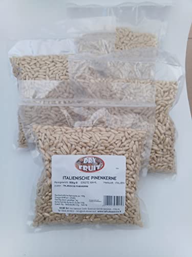 2 KG ITALIENISCHE PINIENKERNE. Erste Wahl NATÜRLICH, roh, TOP QUALITÄT. 4 Packungen à 500g vakuumverpackt von DRYFRUIT