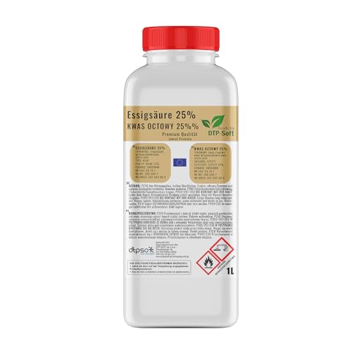 DTP-SOFT Essigsäure 25% Premium Qualität Essigessenz (1L) von DTP-SOFT