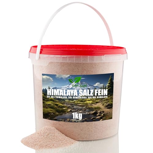 Himalaya Pink Salt Fine Körnung fein 0,7-1,0mm Salz aus Pakistan im Eimer (1kg) von DTP-SOFT