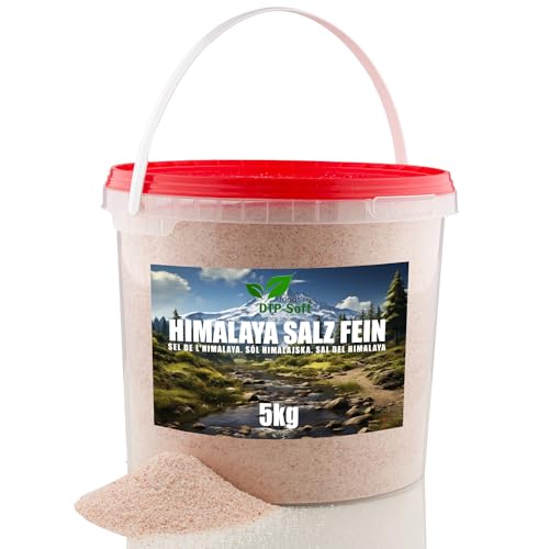 Himalaya Pink Salt Fine Körnung fein 0,7-1,0mm Salz aus Pakistan im Eimer (5kg) von DTP-SOFT