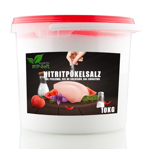 Nitritpökelsalz im eimer - Premium Pökelsalz zur Herstellung von Fleisch Wurst und Pökelwaren | Nitrit Salz | Premium Pökelsalz zum Pökeln | Pökelsalz NPS (10kg) von DTP-SOFT