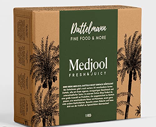 Medjool Datteln 1kg – groß & weich mit Stein – naturbelassen mit Stein ohne Zuckerzusatz – karamellig süß & ballaststoffreich – Premiumqualität frisch verpackt Medjool Datteln 1kg – groß & weich mit Stein – naturbelassen mit Stein ohne Zuckerzusatz – karamellig süß & ballaststoffreich – Premiumqualität frisch verpackt von Dattelmann Fine Food & More