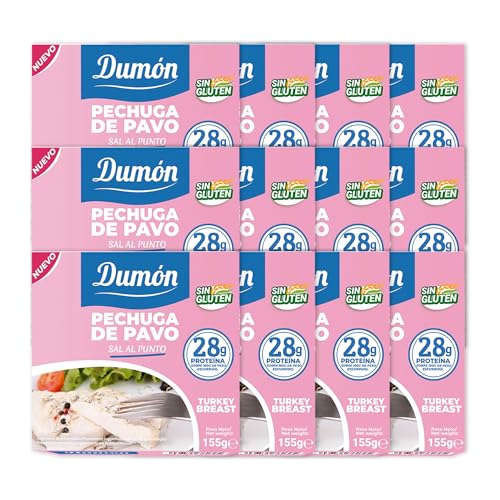 DUMON - 12 Einheiten von 155 g Putenbrust in Dosen in ihrem eigenen Saft oder Wasser. Proteinreiche Konserven 29 g je 100 g natürlicher Truthahn. Einfach öffnen. von DUMON