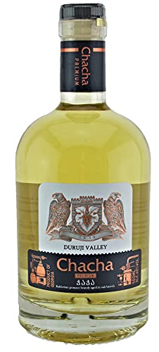 Georgischer Tresterbranntwein CHACHA 60%, 6 Monate in Eichenfass gereift, 0,5L, Rkatsiteli Rebe, Region Kakhetien, Georgien Georgischer Tresterbranntwein CHACHA 60%, 6 Monate in Eichenfass gereift, 0,5L, Rkatsiteli Rebe, Region Kakhetien, Georgien von DURUJI VALLEY