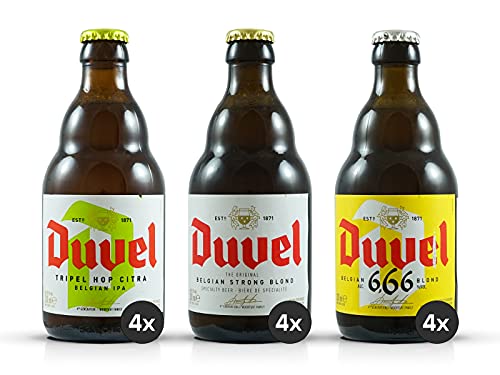 Duvel Bier Set 12 x 0,33l mit 3 verschiedenen Sorten, je 4 Biere Duvel, Duvel 6,66 & Duvel Tripel Hop von DUVEL