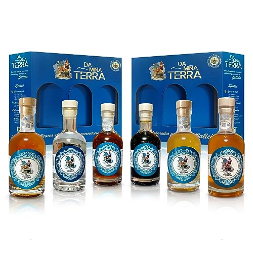 Da miña terra - 6 Liköre und Likörcremes aus Galizien (Spanien) - 6 x 200 ml (Liköre).KRÄUTERLIKÖR/KAFFEE-LIKÖR/KARAMELLLIKÖR/CILANTRO-LIKÖR/LIKÖR MIT MEHRBLUMIGEM HONIG/WEISSE MARC von Da miña terra