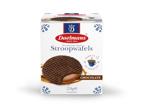 Daelmans Schokolade Stroopwafels - Schokolade Karamell Waffeln - Vorteilspackung: 8 Cube Boxes (230 g pro Cube Box) - Authentische Holländische Karamell Waffel - Stroopwaffeln von Daelmans