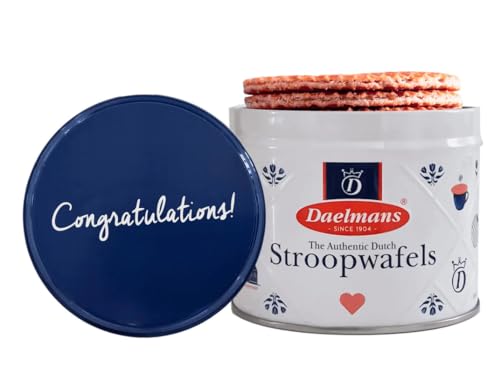 Daelmans Stroopwafel 'Congratulations' tin - Eind box mit 12 dosen - 230 Gramm pro dose - 8 Stroopwafels pro dose (96 stück) von Daelmans
