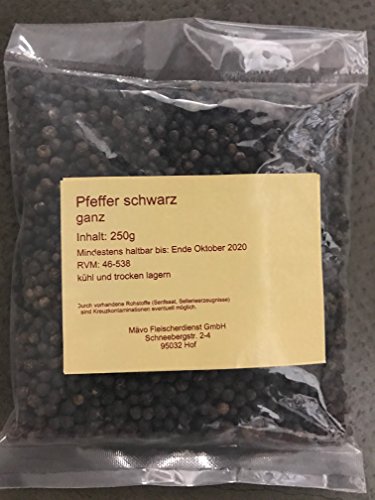 Pfeffer schwarz ganz 250 gr. Premiumqualität von Dagema eG