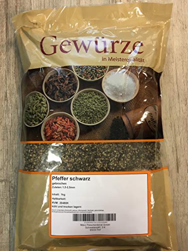 Pfeffer schwarz geschrotet, gebrochen 1 Kg Beutel 1A Spitzenqualität von Dagema eG