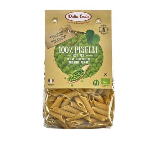 Dalla Costa Penne-Pasta 100% Erbsen glutenfrei Bio. Made in Italy. Sparpackung 8x250 Gramm von Dalla Costa