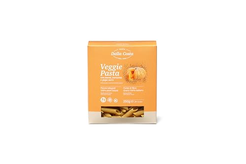 Dalla Costa Penne Vegane Penne Vollkorngrieß mit Kürbis, Kurkuma und schwarzem Pfeffer Sparpack 8x250 Gramm von Dalla Costa