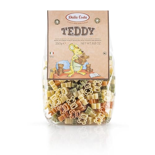 Dalla Costa Tricolor Teddy Nudeln mit Tomaten und Spinat Sparpack 12 x 250 Gramm von Dalla Costa