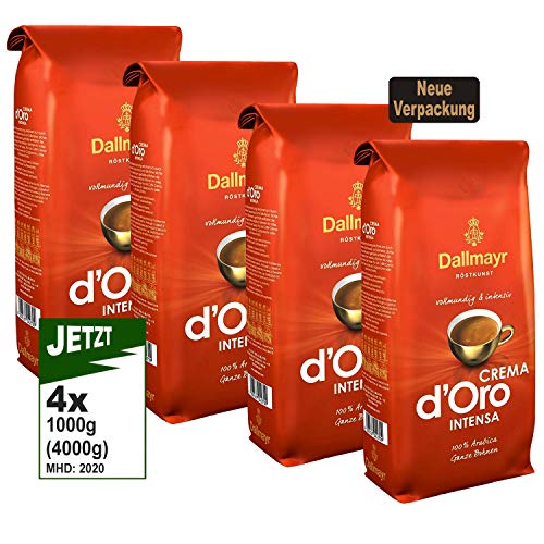 Dallmayr Crema d'Oro INTENSA Ganze Bohnen, 4x 1000g (4000g) - Kaffee von Dallmayr von Dallmayr