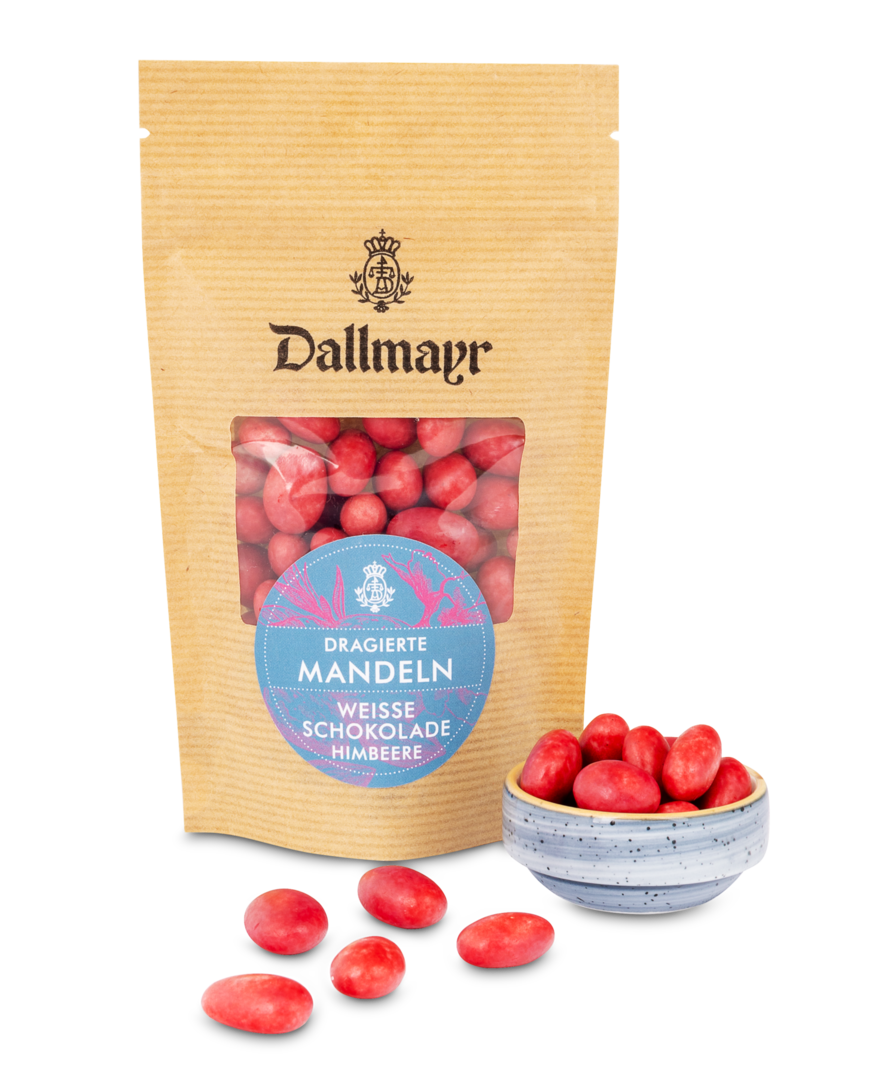 Dragierte Mandeln in weißer Schokolade und Himbeere Dallmayr von Dallmayr Pralinenmanufaktur