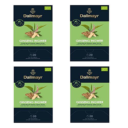 4 x Dallmayr Ginseng-Ingwer Bio Tee a 20 Pyramiden x 2,5g von Dallmayr