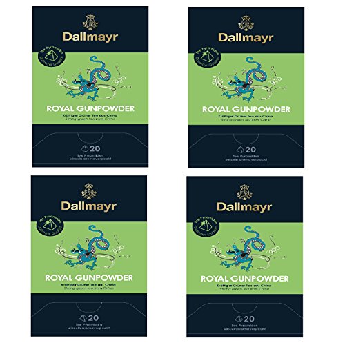 4 x Dallmayr Royal Gunpowder Grüner Tee 20 Pyramiden x 2,5g von Dallmayr