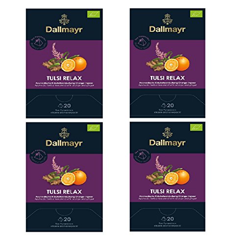 4 x Dallmayr Tulsi Relax Bio Tee Ingwer Orange 20 Pyramiden a 2,5g von Dallmayr