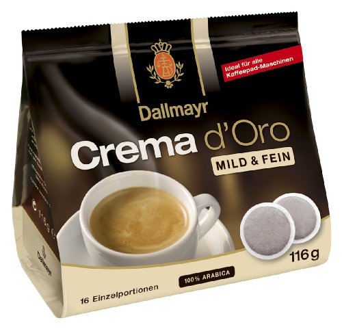 Crema d'Oro mild und fein Pads 116g - 5er Karton ( 5 x 16 Pads) von Dallmayr