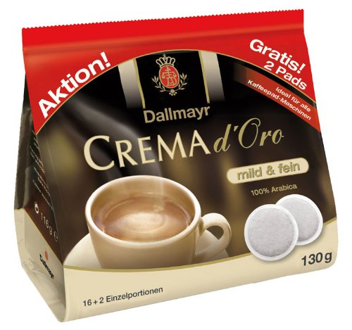 Dallmayr Crema D'Oro Pads mild+fein, 10er Pack (10 x 16 +2 pads) von Dallmayr