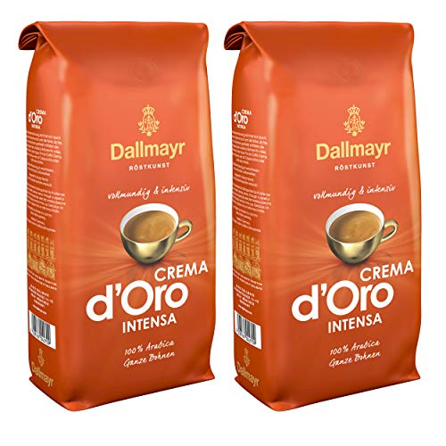 Dallmayr Crema d'Oro Intensa Kaffee, Bohnenkaffee, Röstkaffee, ganze Bohnen, Kaffeebohnen, 2 x 1000 g von Dallmayr