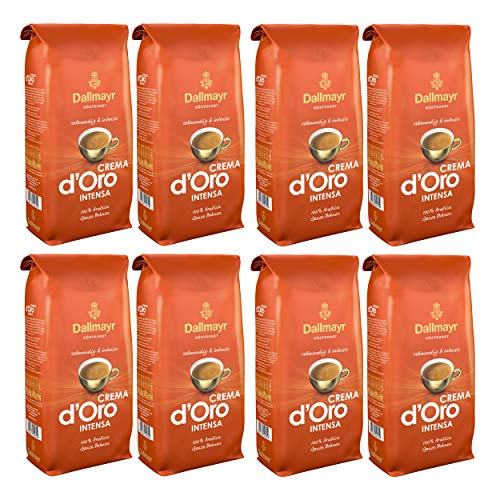 Dallmayr Crema d'Oro Intensa Kaffee, Bohnenkaffee, Röstkaffee, ganze Bohnen, Kaffeebohnen, 8 x 1000 g von Dallmayr